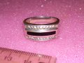 ПРЕКРАСЕН СКЪПОЦЕНЕН СРЕБЪРЕН ПРЪСТЕН РОДИРАНО СРЕБРО 925 с ЧЕРЕН ОНИКС и ИСКРЯЩИ ЦИРКОНИ 43361, снимка 8