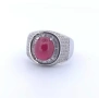 Мъжски сребърен пръстен с рубин в шлифовка кабошон, снимка 7