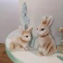 2 сладки зайчета заека заек зайче големи силиконов молд форма форнан шоколад гипс декор, снимка 2