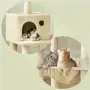 Многоетажна драскалка за котки с къщичка, хамак и платформи – 143 см, Бежова, снимка 3