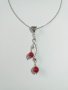 Прекрасен комплект бижута със скъпоценни камъни Рубини и нежна орнаментирана основа в цвят сребро, снимка 4
