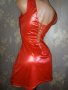 Червена секси къса рокля от еко кожа М, снимка 8