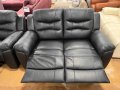 Черни кожени дивани две двойки с релаксиращ механизъм, снимка 8