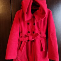 Червено палто с качулка , снимка 5 - Якета - 39551055