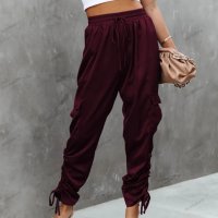 Моден дамски ежедневен панталон с джобове и висока талия, 3цвята - 023, снимка 3 - Панталони - 41740433