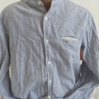 Мъжка риза с дълъг ръкав памук и лен Pull&Bear, снимка 2 - Ризи - 41487792