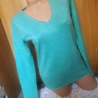 Светло тюркоазена блуза плетиво С/М, снимка 1 - Блузи с дълъг ръкав и пуловери - 34279478