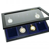 Луксозна дървена кутия витрина SAFE с прозрачна част и черен цвят на кутията за 8 джобни часовници, снимка 2 - Антикварни и старинни предмети - 39700310