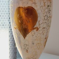 Изящна двуцветна ваза с 24 каратово злато.Vases for flowers Bohemia, снимка 8 - Вази - 40838253