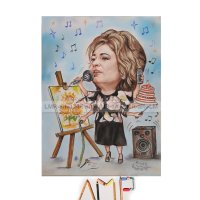 КАРИКАТУРИ, ШАРЖ с пастели и моливи, рисувани ръчно , снимка 2 - Картини - 41361382