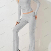 Дамски ежедневен едноцветен моден комплект с дълъг ръкав, 4цвята , снимка 16 - Комплекти - 44737988