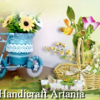 Декоративно колело, цветно  с кошничка  цветя, снимка 1 - Декорация за дома - 44535289