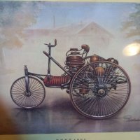Литография ретро автомобил Benz 1885, снимка 5 - Колекции - 38767322