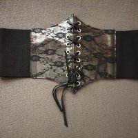 Черен корсет колан за талия с дантела и връзки - размер M-L, снимка 3 - Корсети, бюстиета, топове - 41015999
