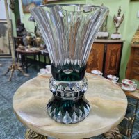 Страхотна антикварна белгийска кристална ваза Val Saint Lambert , снимка 1 - Вази - 44239043