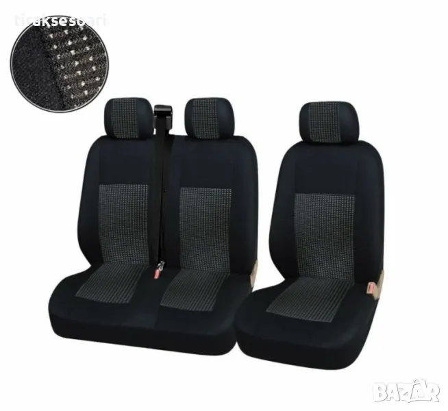 Серия LUX Черни Калъфи за седалки 2+1 за бусове VW Crafter VW T5, снимка 1