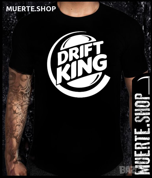 Черна тениска с щампа DRIFT KING, снимка 1