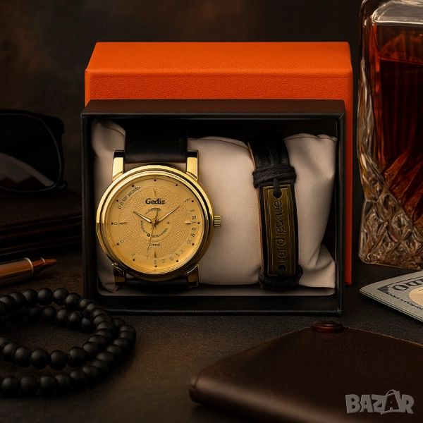 Елегантен кварцов часовник с гривна в подаръчна кутия, снимка 1