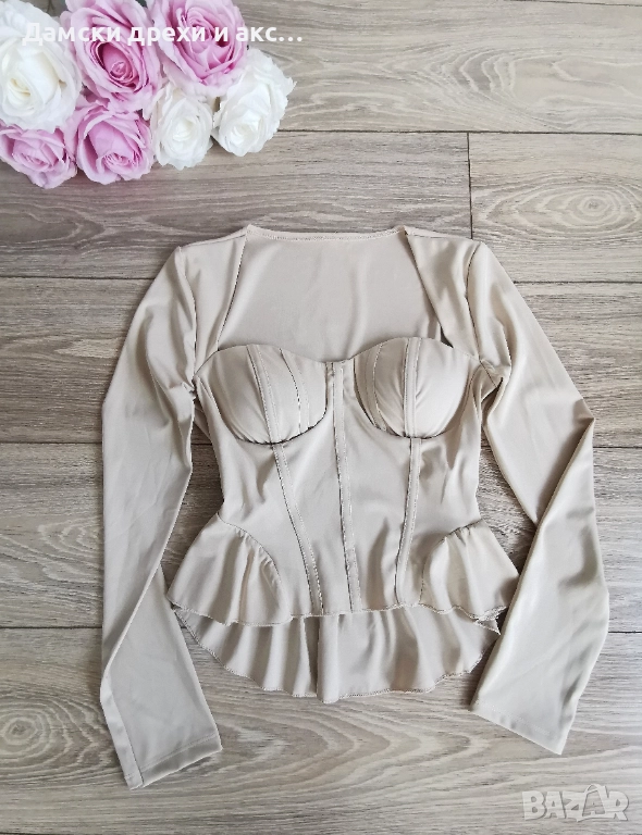 Бежова дамска блуза , снимка 1