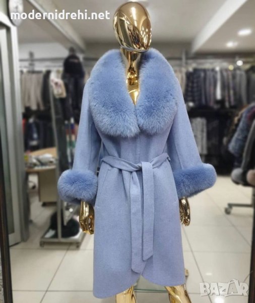 Дамско луксозно палто кашмир вълна и лисица код 341, снимка 1