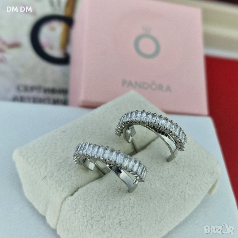 Обици „Бяла диамантена линия“ 🤍✨, снимка 1