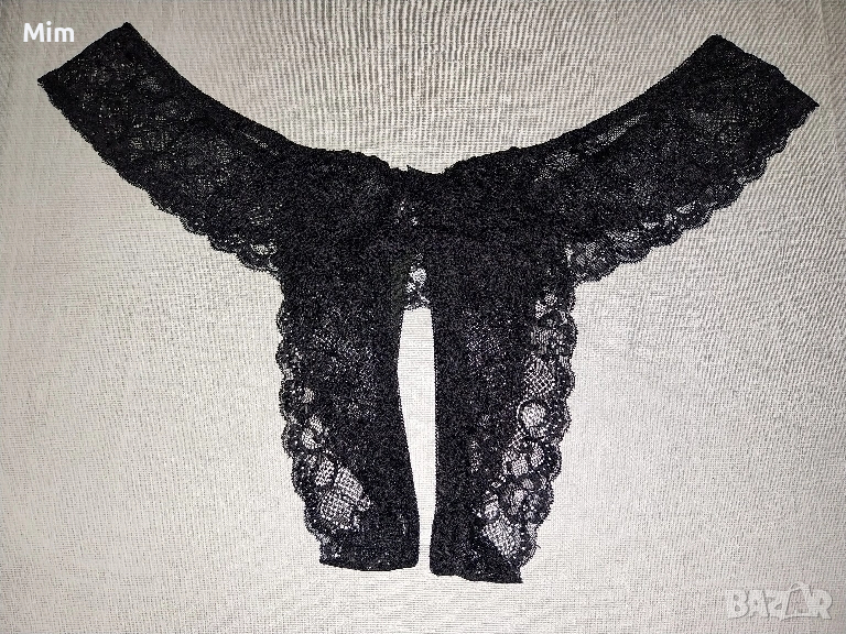 5XL Черна дантелена отворена полупрашка за едра дама, снимка 1