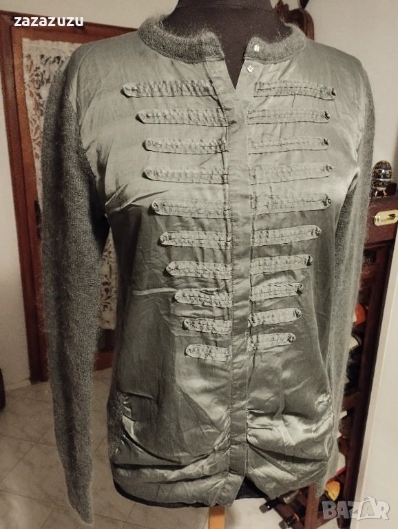 PATRIZIA PEPE мохер и сатенирана коприна дамска блуза, снимка 1