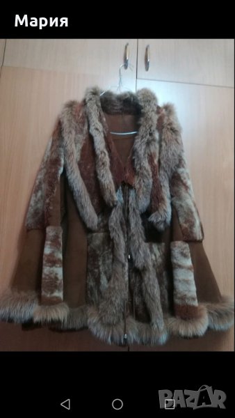  Ликсозен дамски кожух, палто от естествена овча кожа и Лисица , снимка 1