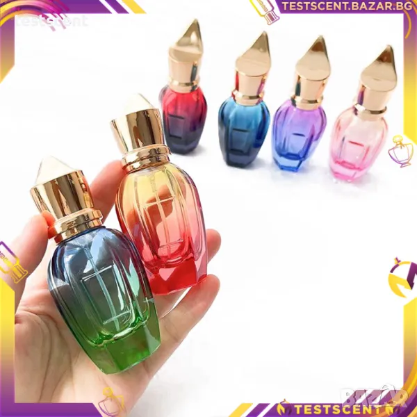 Празни стилни бутилки за отливане на парфюм 30мл/50мл разноцветни готин дизайн, снимка 1