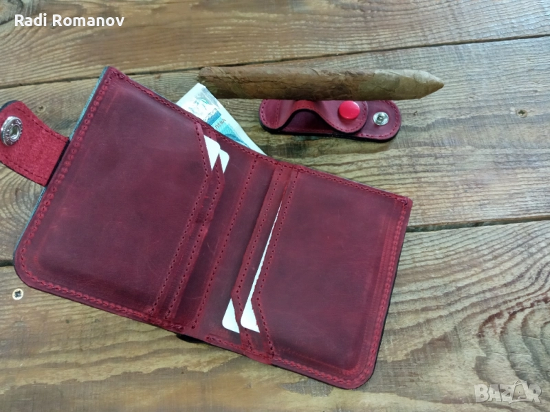 Ръчно изработен мъжки кожен портфейл , снимка 1