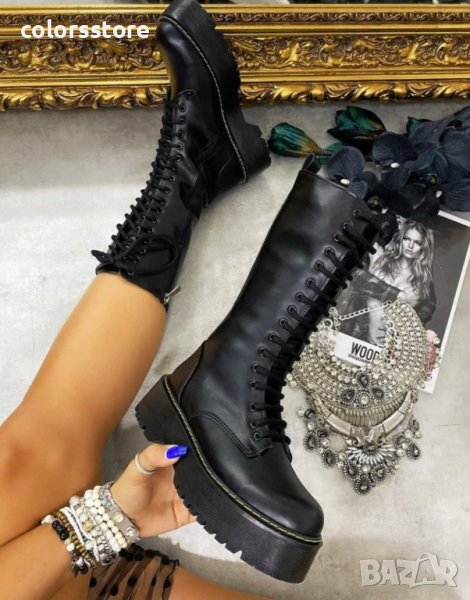 Равни ботуши - черна кожа - 20811, снимка 1