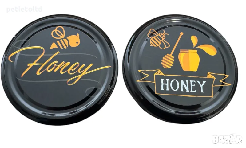 Атрактивни капачки за буркани с пчелен мед ”honey black limited - mix" - 700 бр, снимка 1