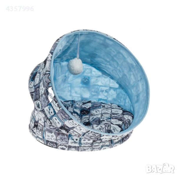 Легло за котки, Кръгло, Сив - Син, 40см , снимка 1
