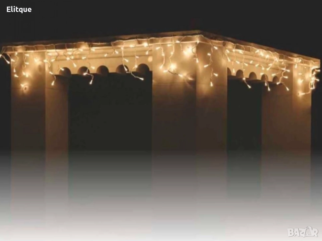 Коледна LED завеса за външен монтаж, 100% водо и влаго защитена, Дължина: 3метра, Висулки:60см, чере, снимка 1