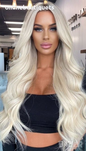 платинено руси екстеншъни естествена коса с примеси, снимка 1