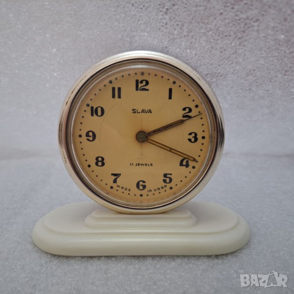 SLAVA (11rubis) СССР Часовник настолен, Механичен! Работещ!, снимка 1