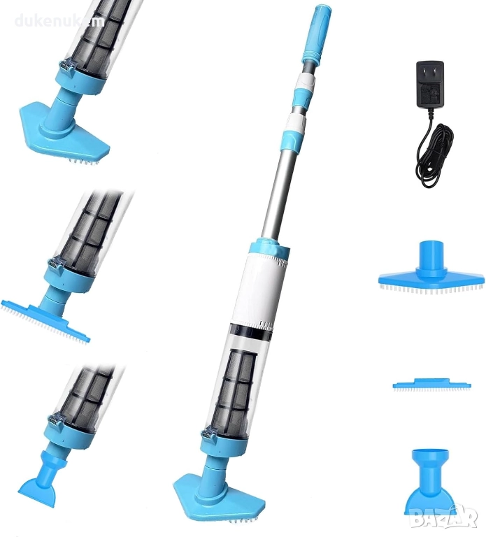 3 в 1 безжична прахосмукачка за басейн, 90 мин работа, телескопичен прът, 3 приставки, снимка 1