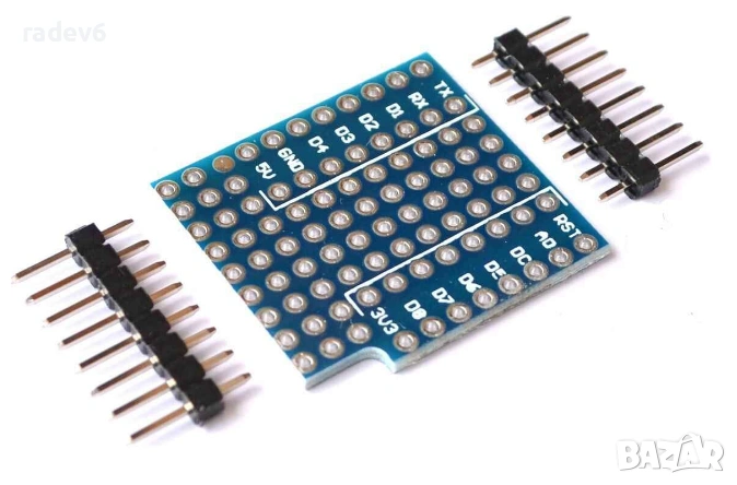Шийлд за прототипи за WeMOS D1 Mini / PRO + рейки, снимка 1