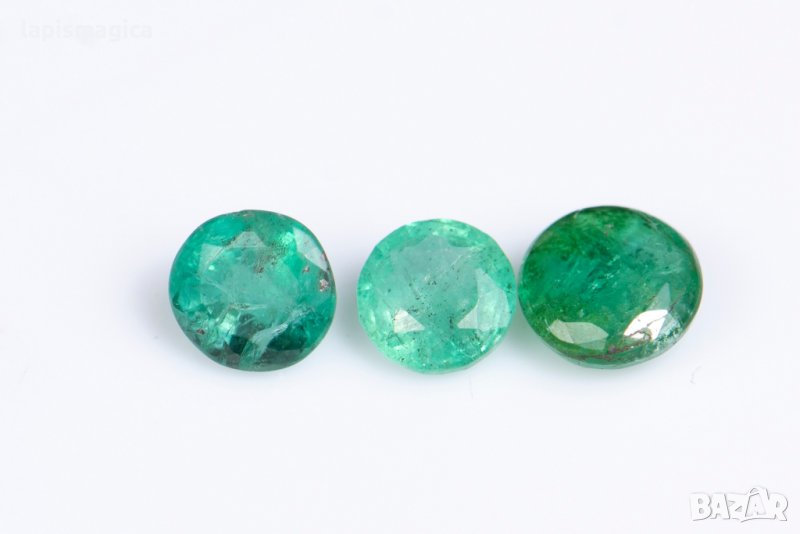 3 броя Смарагд 0.46ct 3.2mm кръгла шлифовка №9, снимка 1