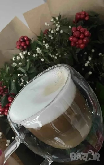 Стъклена чаша за кафе с двойно дъно 200ml, снимка 1