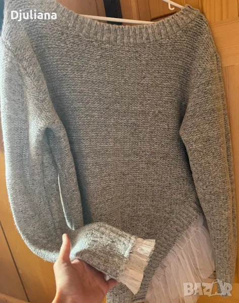 Дамски пуловер с тюл, снимка 1