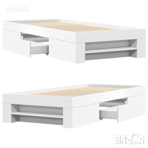 vidaXL Рамка за легло, бяла, 90x200 см, масивно дърво, снимка 8 - Спални и легла - 56146891