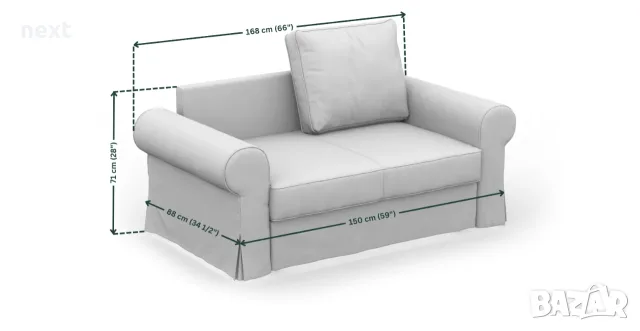 IKEA BACKABRO разтегателен диван 2-местен / диван-легло 120×200, снимка 3 - Дивани и мека мебел - 56040725