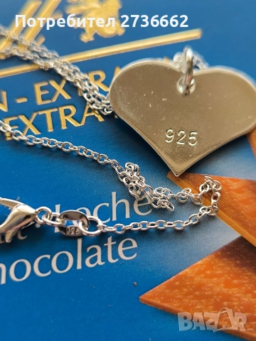 Сребърно колие " Сърце " , снимка 4 - Колиета, медальони, синджири - 53442881