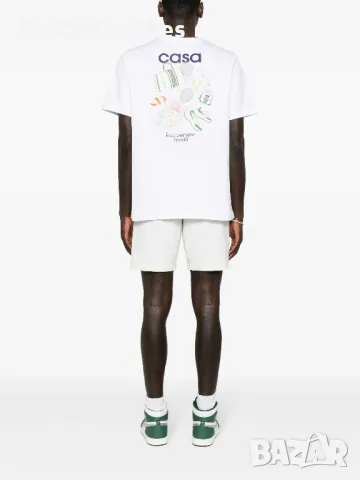 CASABLANCA White Tennis Equipement Sportif Logo Print Мъжка Тениска size XL (L), снимка 6 - Тениски - 47273738