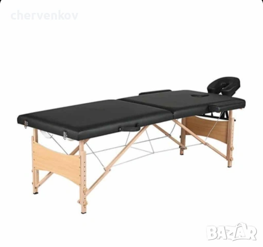 Двусекторна дървена козметична масажна кушетка - черен бял цвят, снимка 2 - Кушетки - 53166159