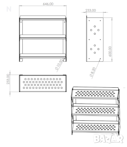 СТЕЛАЖ-РАФТ НЕРЪЖДАЕМА СТОМАНА , снимка 2 - Етажерки - 52889452