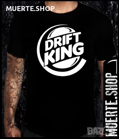 Черна тениска с щампа DRIFT KING, снимка 1 - Тениски - 42054907