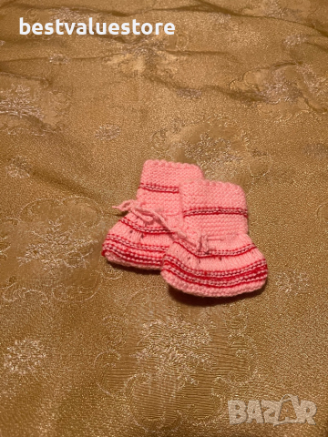 Терлици За Новородено Розови Ръчно Плетени