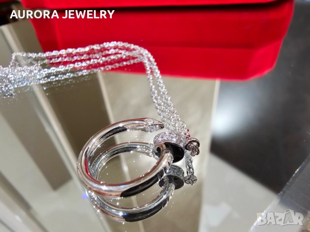 CARTIER Nail Juste un Clou Silver Diamonds Pendant Дамско Колие Пирон, снимка 9 - Колиета, медальони, синджири - 52818816